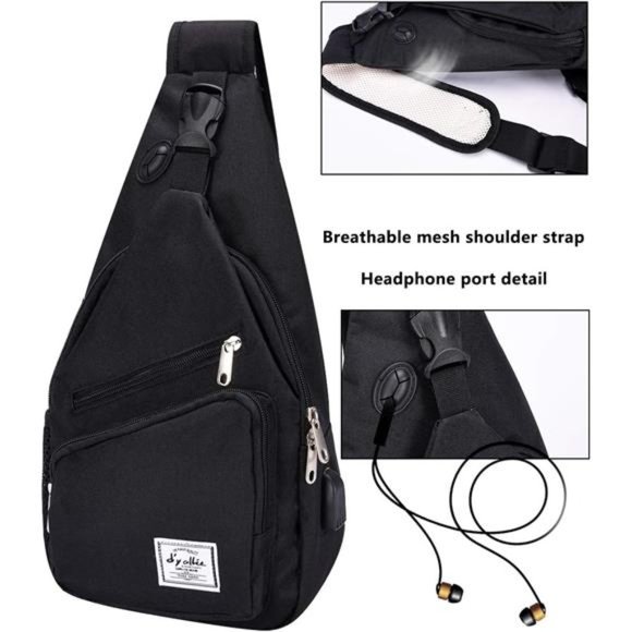 d'yallee 15.4" Sling Bag for Men Crossbody Shoulder Chest Bags Nylon for Travel - Picture 3 of 7